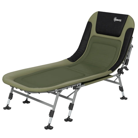 Rootz Camping Lounger - Outdoor Recliner - Portable Bed - Adjustable Backrest - Padded Design - Non-Slip Footrests - 200cm x 85cm x 40-51cm - Steel & 600D Oxford Fabric
