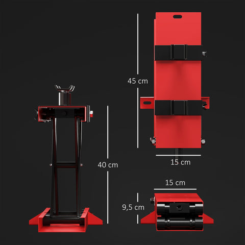 Rootz Motorcycle Lifter - Bike Lift - Motorbike Hoist - 500kg Capacity - Adjustable Height 9.5cm-40cm - 45x15x9.5-40cm - Red