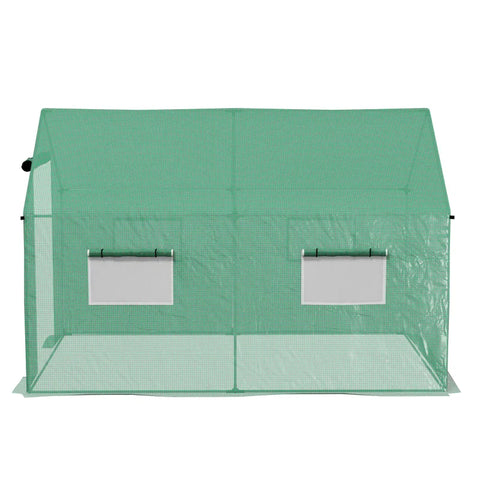 Rootz Tunnel Greenhouse - Walk-in Greenhouse - Roll Up Door and Window - Galvanized Steel Frame - Green - 2x3x2m