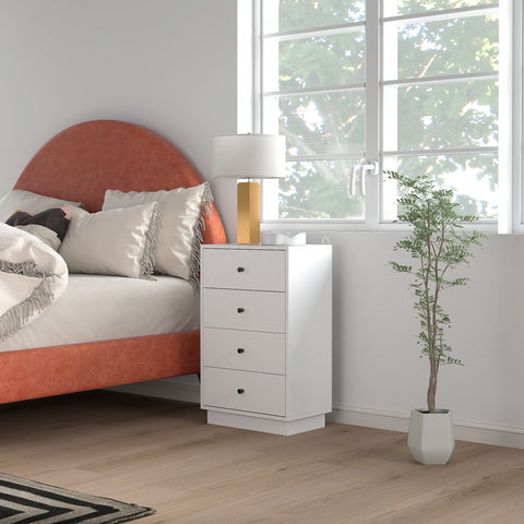 Rootz White Chest of Drawers - Sideboard - Wooden Material - Modern Style - Space Efficient Storage - 47cm x 29cm x 75cm