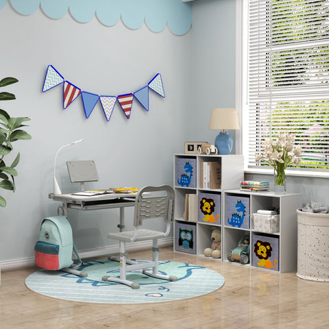 Rootz Children's Desk and Chair Set - Kids Study Desk - Adjustable School Desk - LED Lamp - Steel, PP, MDF - Desk: 70x50x80-105cm, Chair: 36x43.5x63-76cm