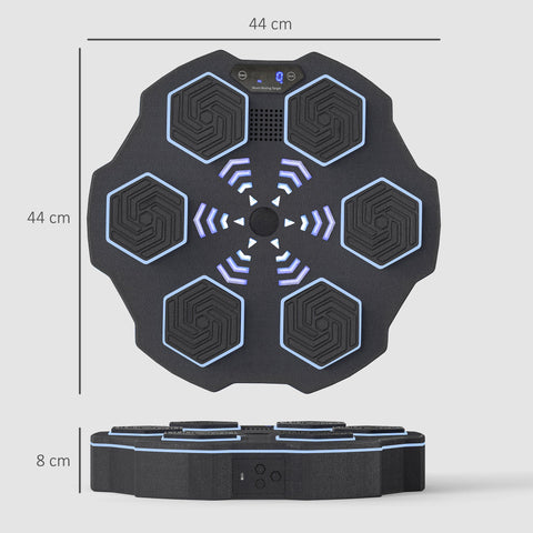 Rootz Music Boxing Machine - Bluetooth Boxing Device - Wall Mounting - 9 Speeds & Modes - LED Lights - Black- 44cm x 44cm x 8cm