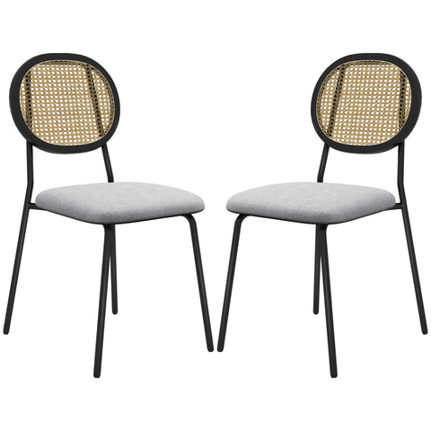 Rootz 2 Piece Set Dining Chairs - Kitchen Chairs - Rattan Chairs - Breathable Comfort - 44cm x 54cm x 87cm