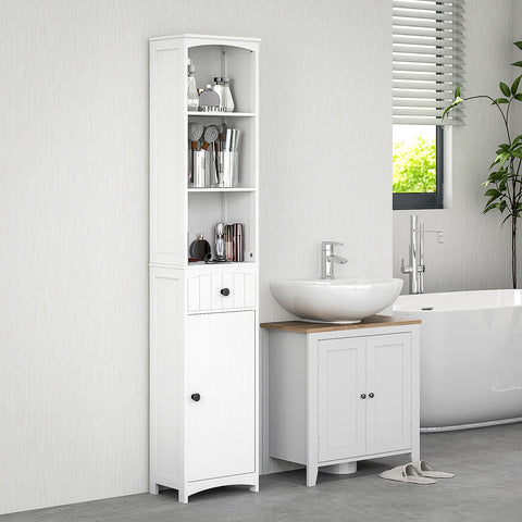 Rootz Bathroom Cabinet with Shelves - Storage Unit - Organizer - Easy Clean, 34cm x 24cm x 170.5cm