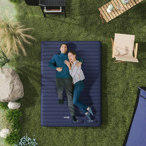 Rootz Camping Air Mattress - Inflatable Bed - Outdoor Sleeping Mat - Waterproof Polyester - Foot Pump Included - 195cm x 140cm x 10cm