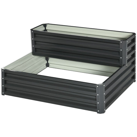 Rootz Square Steel Raised Bed - Planter Box - Garden Bed - Weatherproof, Open Bottom Design - 120cm x 101cm x 58cm - Grey