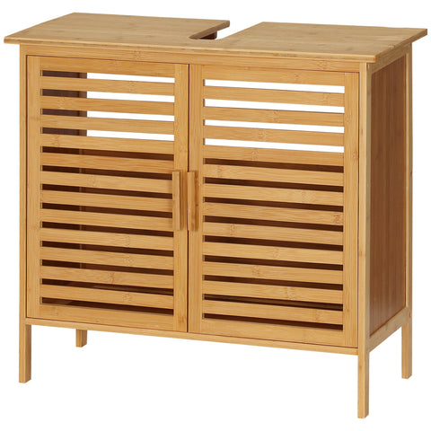 Rootz Bamboo Sink Base Cabinet - Bathroom Base Cabinet - Under Sink Storage - Elegant & Space-Saving - 66cm x 29cm x 61.5cm