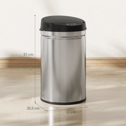 Rootz 30L Sensor Waste Bin - Touch-Free Trash Can - Soft-Close Garbage Can - Hygienic Kitchen - 32cm x 30.5cm x 51cm