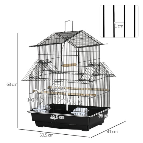 Rootz Aviary House - Bird Cage - Bird Shelter - Spacious Design - 50.5 x 41 x 63 cm - Black