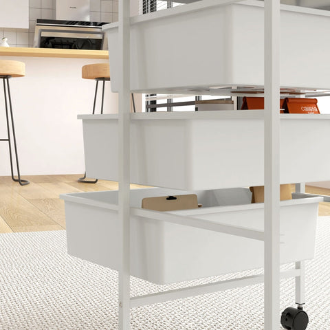 Rootz Storage Trolley - Mobile Cart - Organizer - Three Baskets - Compact Design - 40.8cm x 33.5cm x 60.5cm