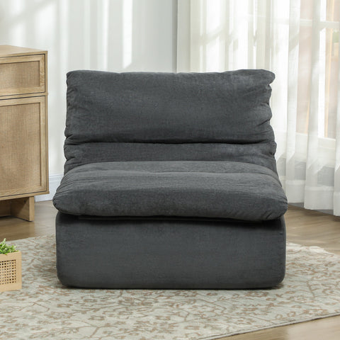 Rootz Grey Foam Floor Armchair - Lying Chair - Lounge Armchair - High-Density Comfort - 82cm x 103cm x 75cm