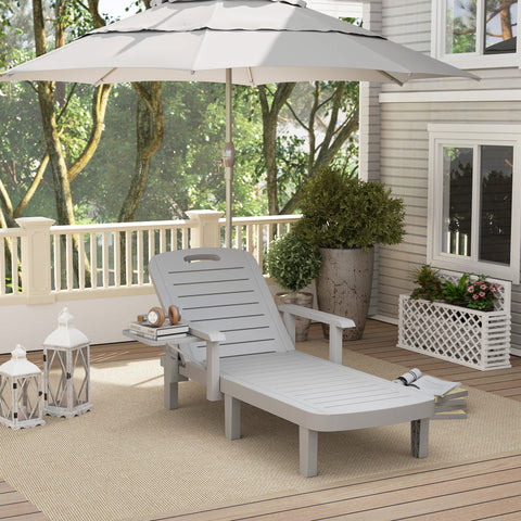 Rootz Sun Lounger Garden Recliner - Deck Chair - Adjustable Lounger - 5 Inclination Heights - 79cm x 158cm x 88cm - Grey