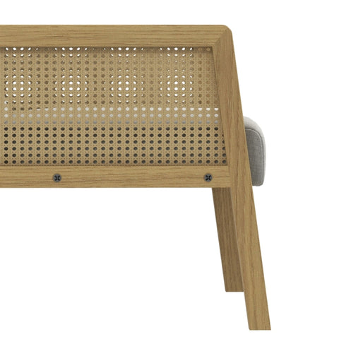 Rootz Accent Chair - Lounge Chair - Relaxing Chair - Rattan Look Armrests - Breathable Fabric - Floor Protectors - 65.5cm x 72cm x 78cm - Natural Wood Frame