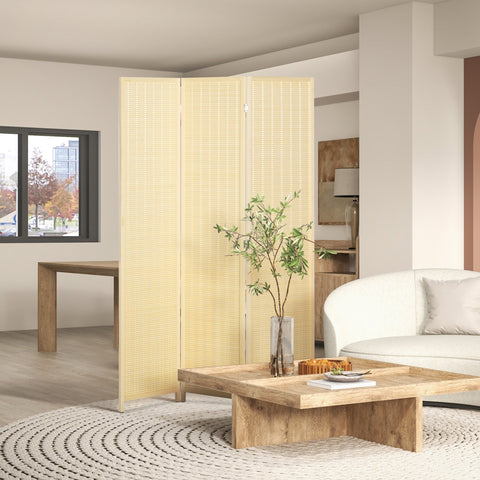 Rootz Room Divider - Foldable Partition - 3 Panel Divider - Natural Style - Privacy Enhancer - 135 x 180 cm
