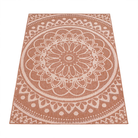 Round Outdoor Rug – Durable Polypropylene – Easy-Clean – Lace Pattern – Outdoor Use