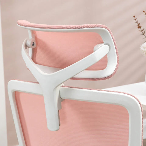 Rootz Office Chair - Computer Chair - Relaxation Chair - 1 Headrest - Folding Armrests - Pink - 62cm x 58cm x 133cm