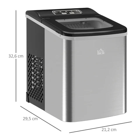 Rootz Kitchen Appliances - Ice Cube Machine - Dispenser - Ice Balls - 1 Ice Basket - Ice Tray - Ice Scoop - PS - Plastic - Stainless Steel - Silver-Black - 21.2L x 29.5W x 32.6H cm