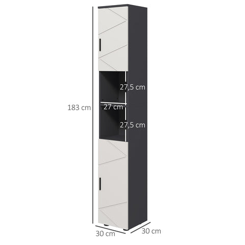 Rootz Bathroom Cabinet - Storage Cupboard - Adjustable Shelving - Chipboard Build - Grey - 183cm Height