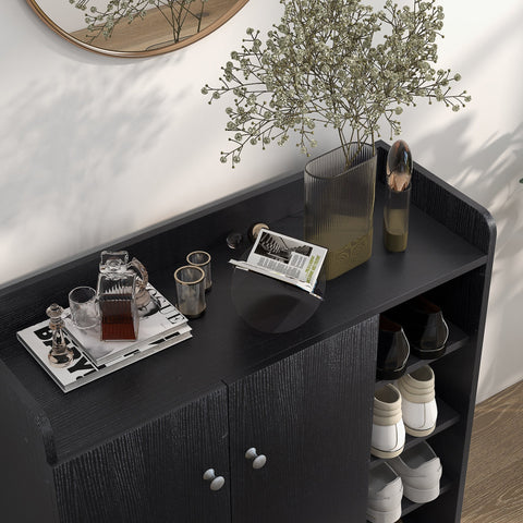 Rootz Entrance Shoe Cabinet - Shoe Organizer - Footwear Storage - Adjustable Shelf - 83L x 30W x 90H cm - Black