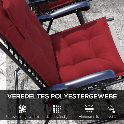 Rootz 2-Piece Sun Lounger Set - Upholstered Pad - Garden Cushion - Water-Repellent - Comfortable - 50x116x5 cm