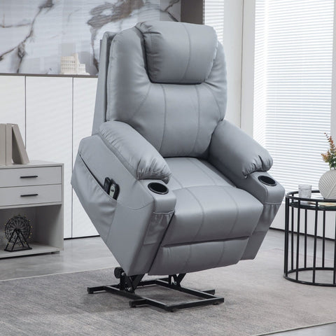 Rootz Massage Chair Stand-Up Senior Chair - Recliner Chair - Lift Chair - Ultimate Comfort - Secure Transition - Adjustable Timer - 88cm x 99cm x 106cm - Faux Leather