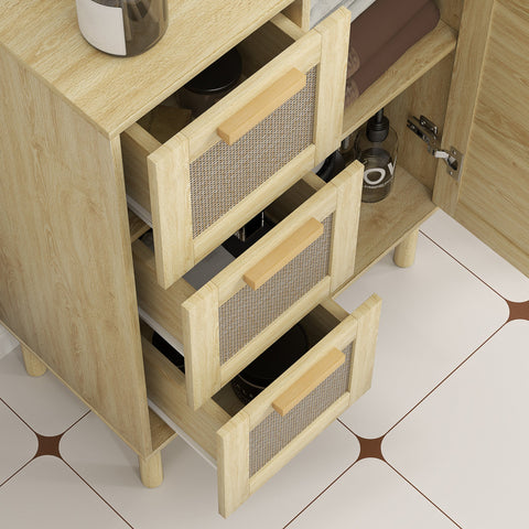 Rootz Boho-Style Cabinet - Storage Unit - Bathroom Organizer - Space-Saving Design - 55 x 30 x 82 cm