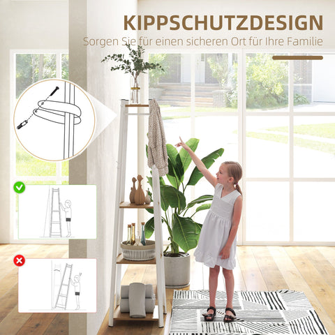 Rootz Clothes Rack - Coat Stand - Wardrobe Organizer - Space Saving - White and Brown- 42cm x 42cm x 170cm