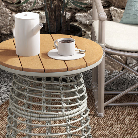Rootz Garden Couch Table - Outdoor Circular Coffee Table - Rattan Optics - Durable & Elegant - Ø45cm x 50cm