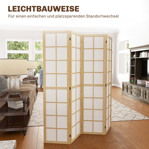 Rootz Foldable Room Divider - Privacy Screen - Free-standing Partition - Elegant Design - 160cm x 1.7cm x 170cm