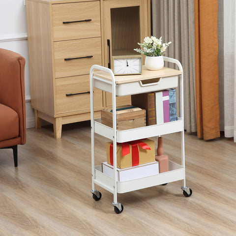 Rootz Kitchen Trolley - Serving Trolley - Storage Cart - Extra Storage - 43.9cm x 30.5cm x 75.6cm