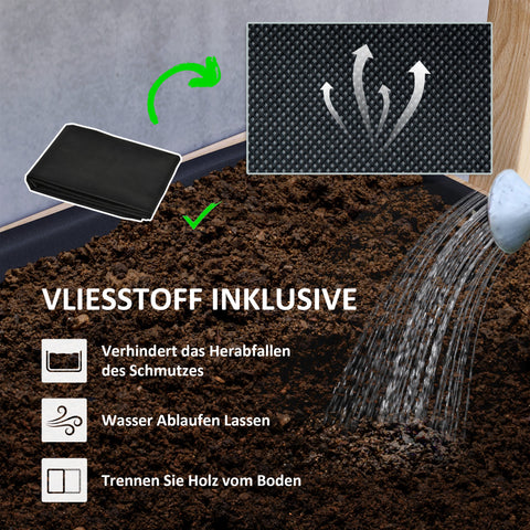 Rootz Hochbet Wood Plant Bed - Elevated Planter - Garden Furniture - Promotes Root Health - 88.5cm x 45cm x 140cm