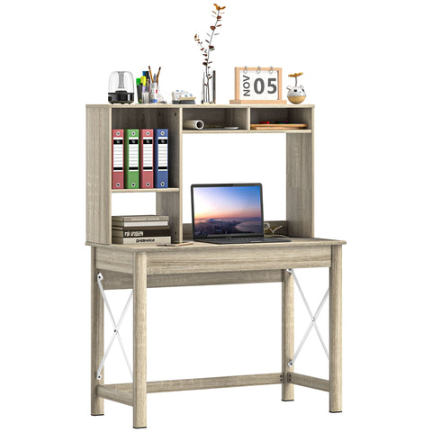 Rootz Desk with Storage - Bookshelf - Wooden Desk - Optimal Organization - 105cm x 50cm x 137.5cm