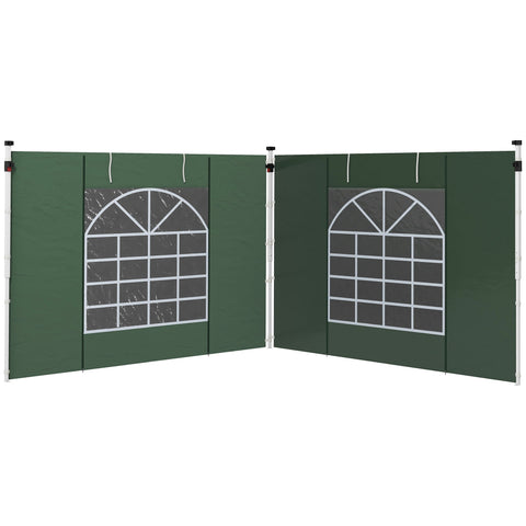 Rootz Gazebo Side Walls - Pavilion Tarpaulins - Party Tent Replacement - Durable & Easy Access - 295cm x 195cm - Green Oxford Fabric