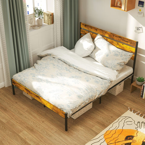 Rootz Double Bed Frame - Steel Bed Base - Industrial Bed Frame - 330kg Capacity - 161x210x105.5cm