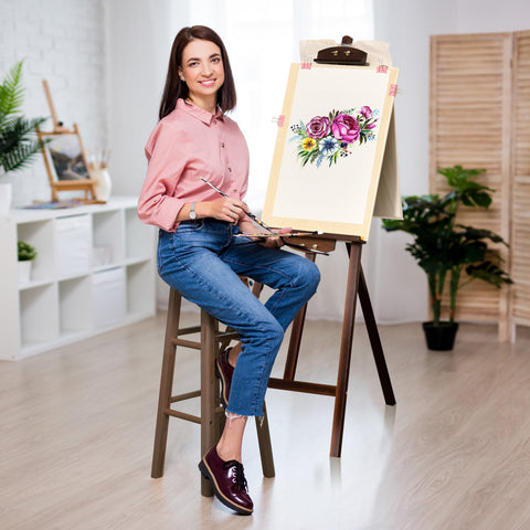 Rootz Height Adjustable Easel - Painting Easel - Art Stand - Optimal Comfort - 51.5cm x 71.5cm x 134.5cm