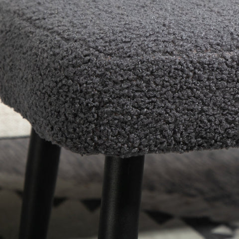 Rootz Stool - Footrest - Ottoman - Cashmere-Look Fabric - Accent Chair - 42cm x 42cm x 47cm - Dark Gray - Steel Legs - 10cm Cushion