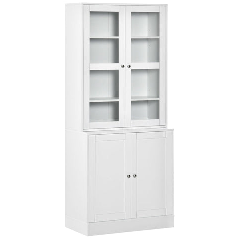 Rootz Book Case - Wall Shelf - 2 Shelves - Bedroom - Living Room - Cabinet Shelves - Elegant Look - High Quality MDF Board - Tempered Glass - White - 76L x 40W x 178.5H cm