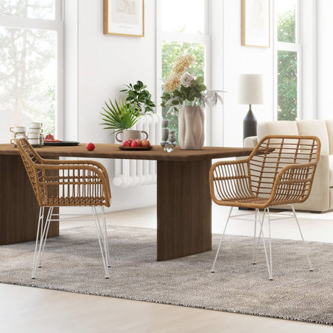 Rootz Rattan Dining Chairs - Kitchen Chairs - Wicker Furniture - Comfortable Seating - 56cm x 60cm x 79cm