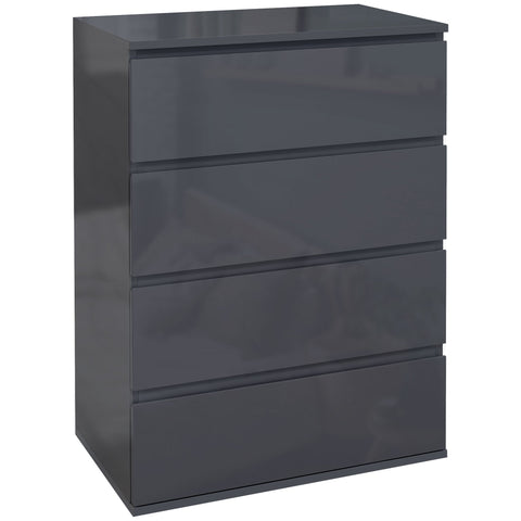 Rootz 4-Drawer Chest - Modern Dresser - Storage Cabinet - Large Storage Space - 55cm x 33cm x 80cm - Grey Finish
