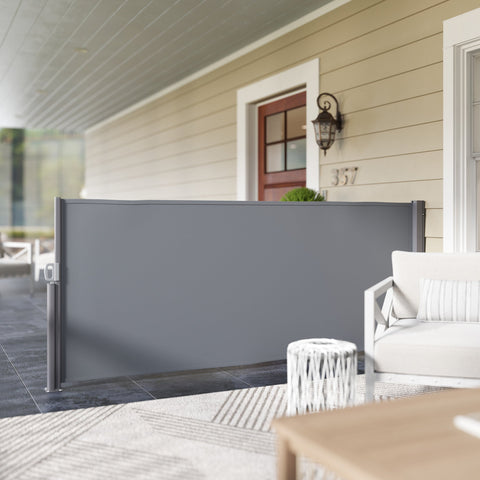 Rootz Side Awning Grey - Privacy Screen - Extendable Sun Protection - UV & Wind Resistant - 300cm x 140cm