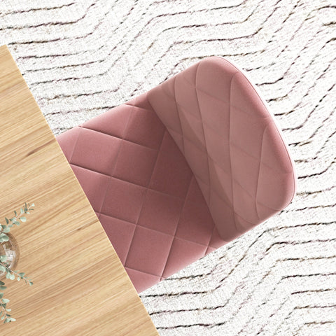 Rootz 4 Piece Set Dining Chairs - Kitchen Chairs - Velvet Look Armchairs - Maximum Comfort - 45 x 54 x 87 cm - Pink