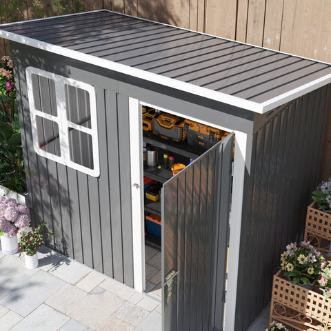Rootz Garden Shed - Garden House - Outdoor Storage - Lockable Steel Structure - 221cm x 133cm x 190cm