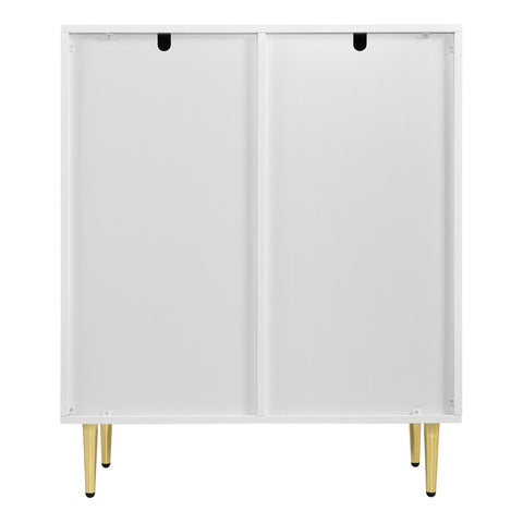 Rootz Sideboard Storage Cabinet - Chest of Drawers - Floral Pattern - Shockproof Design - 75L x 40W x 90H cm - Golden+White