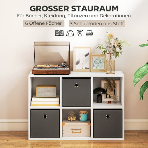 Rootz 6 Compartment Storage Shelf - Organizer - Display Unit - Scratch-Resistant - 53.7cm x 30cm x 79.8cm - Grey