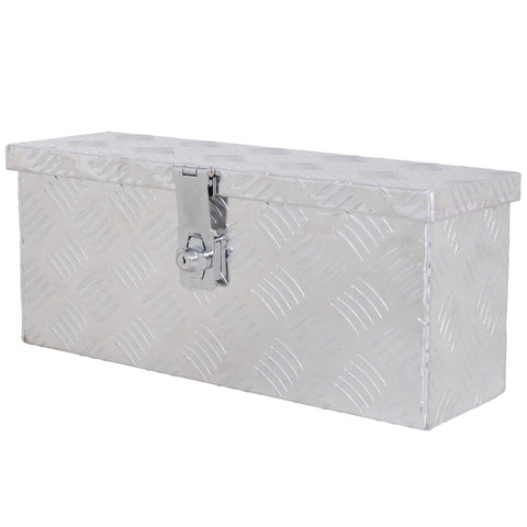Rootz Aluminum Tool Box - Tool Chest - Storage Box - Secure Key Lock - Compact 50L x 15.5W x 20.5H cm - Silver