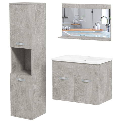 Rootz 3 Piece Bathroom Furniture Set - Vanity Set - Washroom Furniture - Space-Saving Design - 61cm x 40cm Sink Cabinet