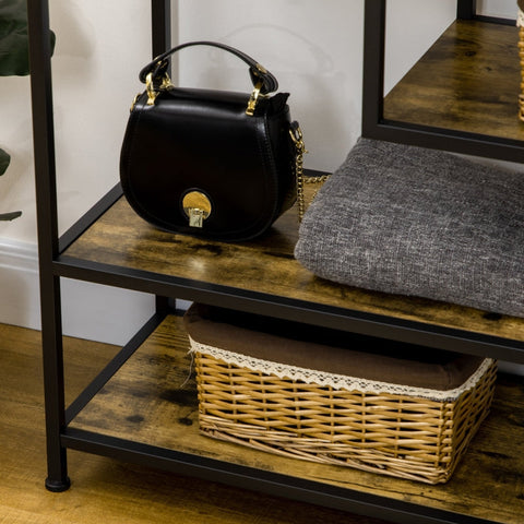 Rootz Industrial Console Table - Entryway Table - Rustic Brown Black Hall Table - Steel Chipboard - 99.6cm x 33.6cm x 74cm