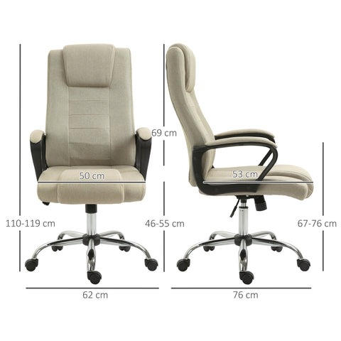 Rootz Office Chair - Desk Chair - Swivel Seat - Height Adjustable - Linen Look - Brown- 62cm x 110-119cm - Enhanced Comfort