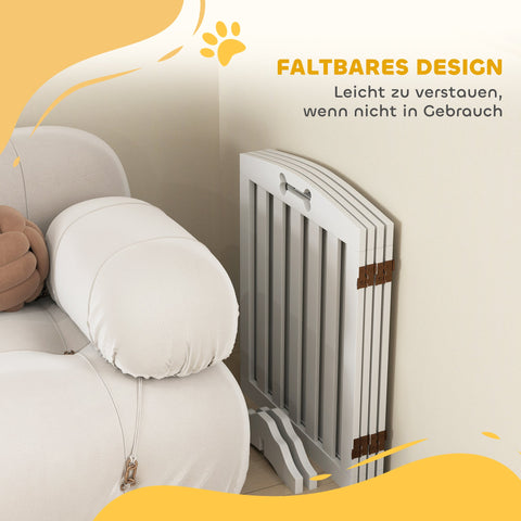 Rootz Free-Standing Dog Grille - Pet Barrier - Safety Gate - Non-Slip Support Feet - 207.5 x 30 x 61cm - White MDF Design