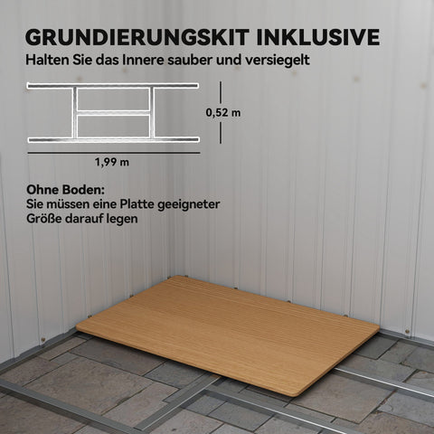 Rootz Tool Shed – Outdoor Storage, Garden Shelter – Galvanized Steel, Ventilated, Sliding Doors, Grey – 213x130x172cm Durable